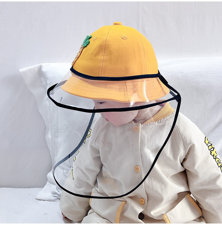 Baby Bucket Hat Protective Full Face Shield Cover Kids Hats Anti Saliva Dustproof Dual-use Sun Hat Cap With Clear Facial Mask